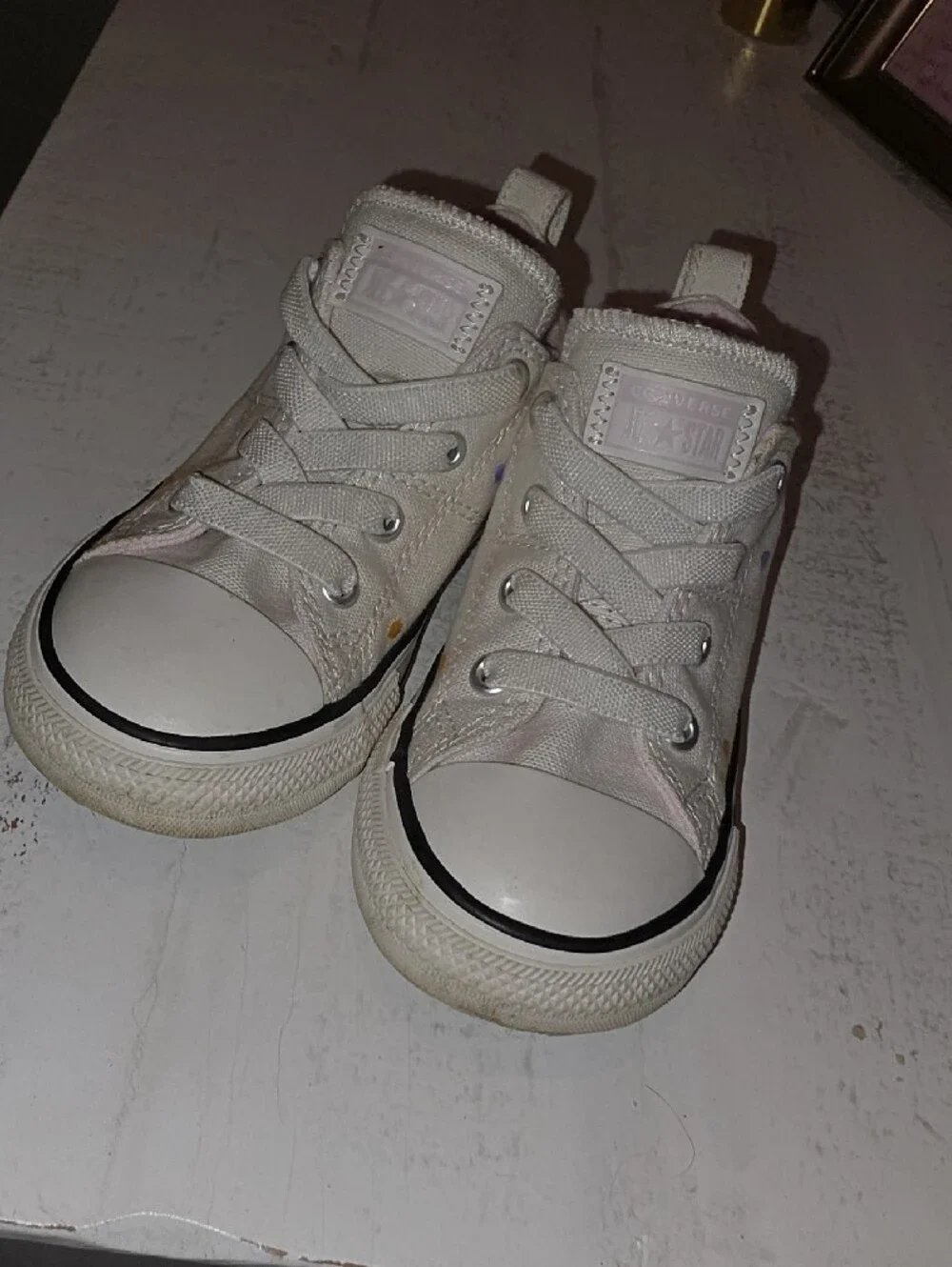 Converse Kids White Canvas Sneakers with Pastel Dot Accents